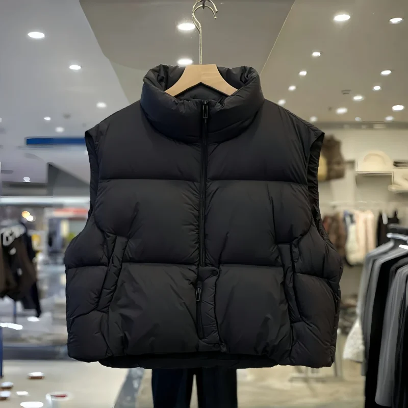 Giacca corta in piumino di cotone da donna Autunno Inverno Nuovo gilet versatile con sensazione a sbuffo