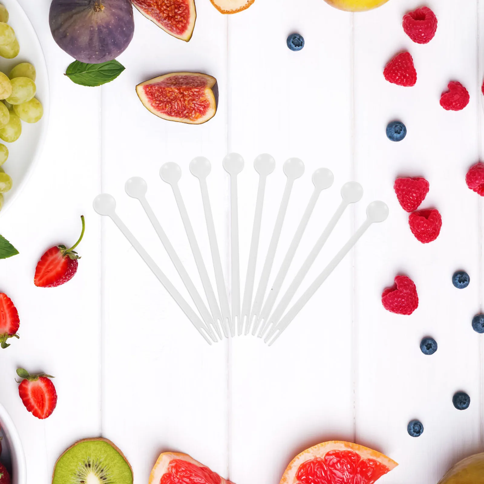 

10pcs Set Long Handle Stirring Multifunctional Fruit Utensil Convenient Dessert Fork Coffee Stirrer Versatile
