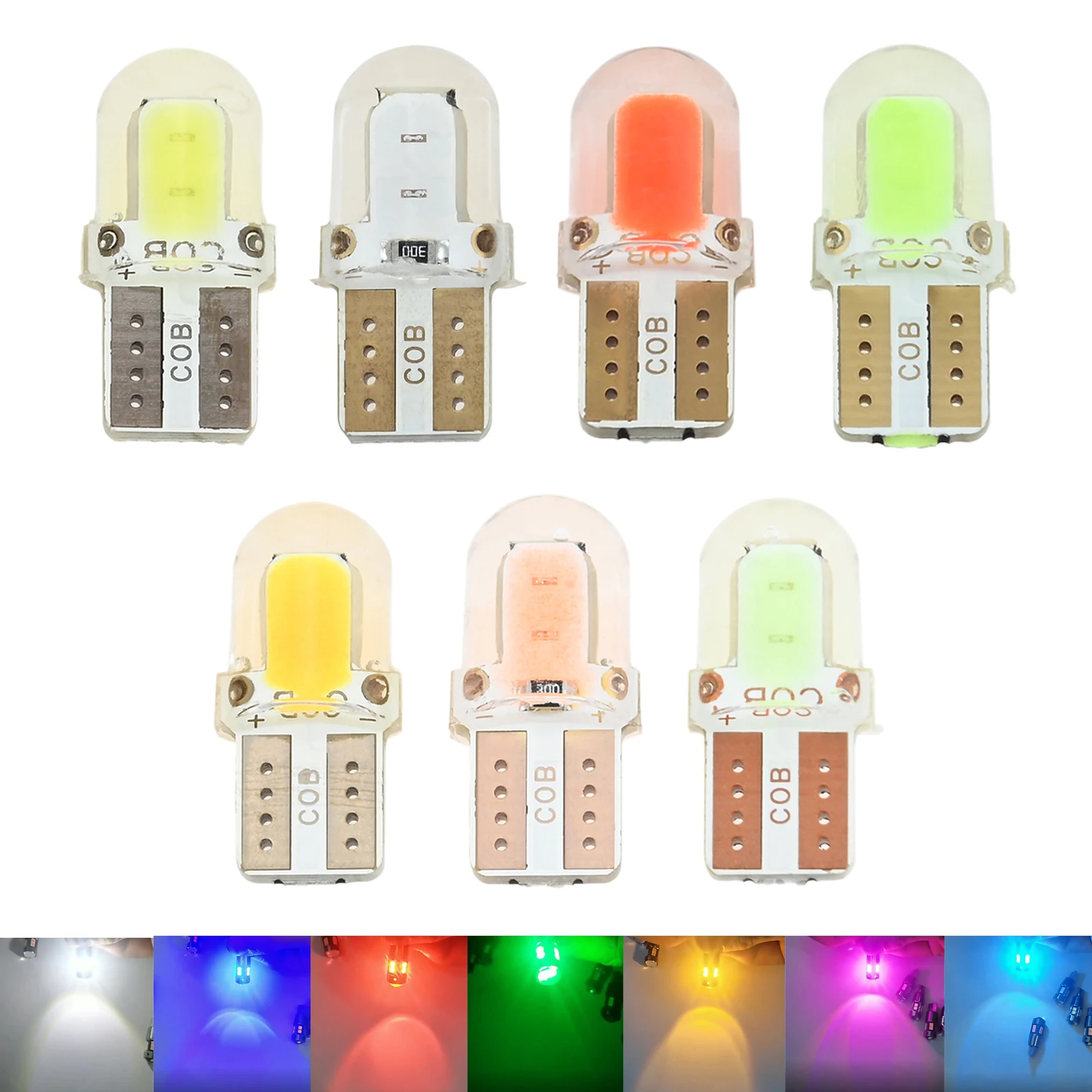 10Pcs T10 W5W 4 LED BULB DC 12V Car License Plate Lamp COB Canbus Clearance Lamp Led Parking Bulb Car Interior Reading Light