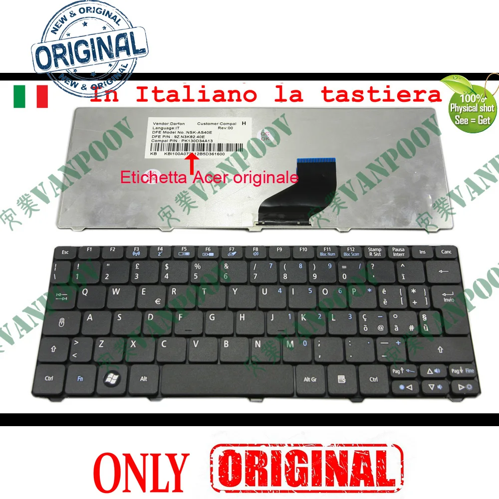 

IT Italian Laptop Keyboard for Acer Aspire One D255 D255E 522 D257 AOD257 D260 D270 AOD260 AO521 AO532 AO533 532 532H 521 533