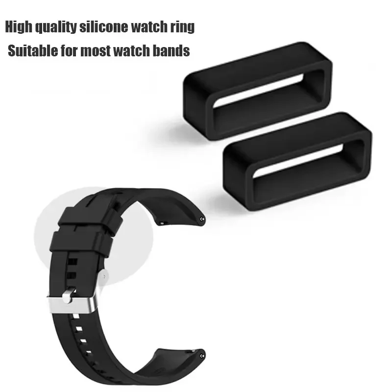 6pcs Rubber Ring Watch Strap Loops Silicone Replacement Watch Band Keeper Holder Retainer 20 22 26mm Movable Watch Ring Circle