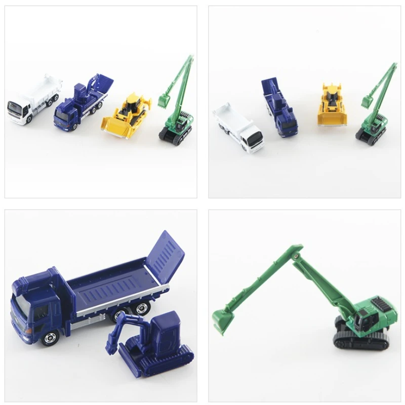 TAKARA TOMY Tomica-vehículo de construcción de 4 piezas para niños, conjunto de ingeniería de aleación, vehículo de Motor, modelo de Metal fundido a presión, regalo para niños