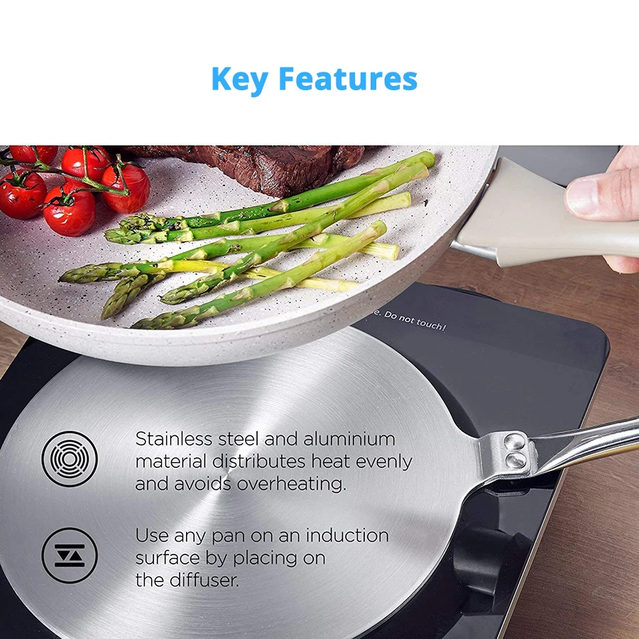 Leeseph Stainless Steel Gas and Electric Stovetop Heat Diffuser Ring Plate, Available in 7.6 or 9.25 inch Sizes
