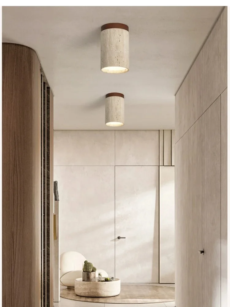 

Wabi sabi E27 LED Stone Downlight Ceiling light Travertine Ceiling Mounted Lamp Corridor Balcony Living Room Home Decor Light