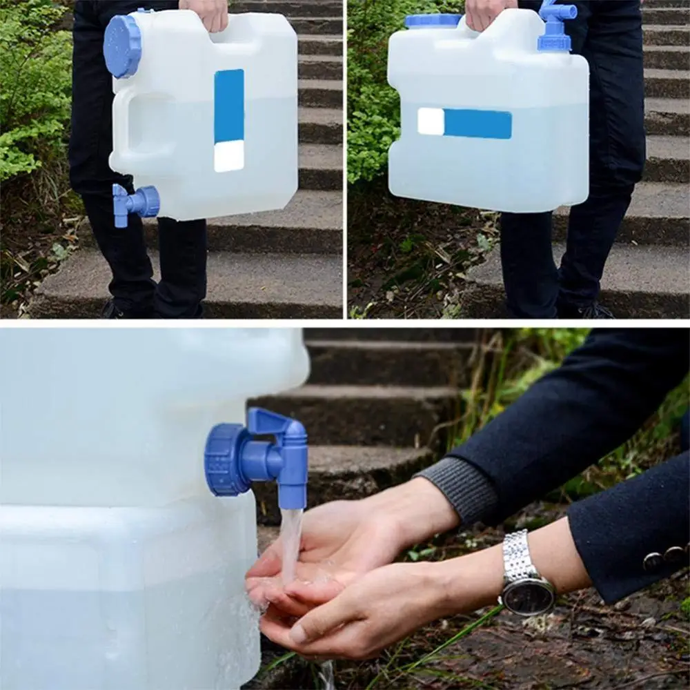 15L Outdoor Water Carrier Water Container with & Easy Pouring 10cm Opening White