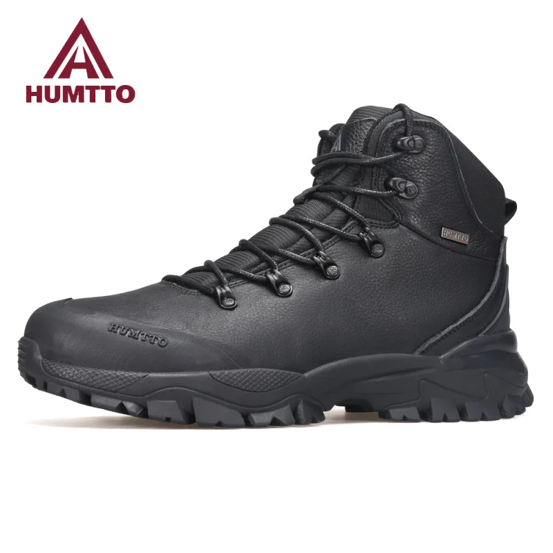 HUMTTO Winter Warm Wool Boots for Men Platform Work Rubber Ankle Boots Black Mens Sneakers Luxury Designer Tactical Safety Shoes