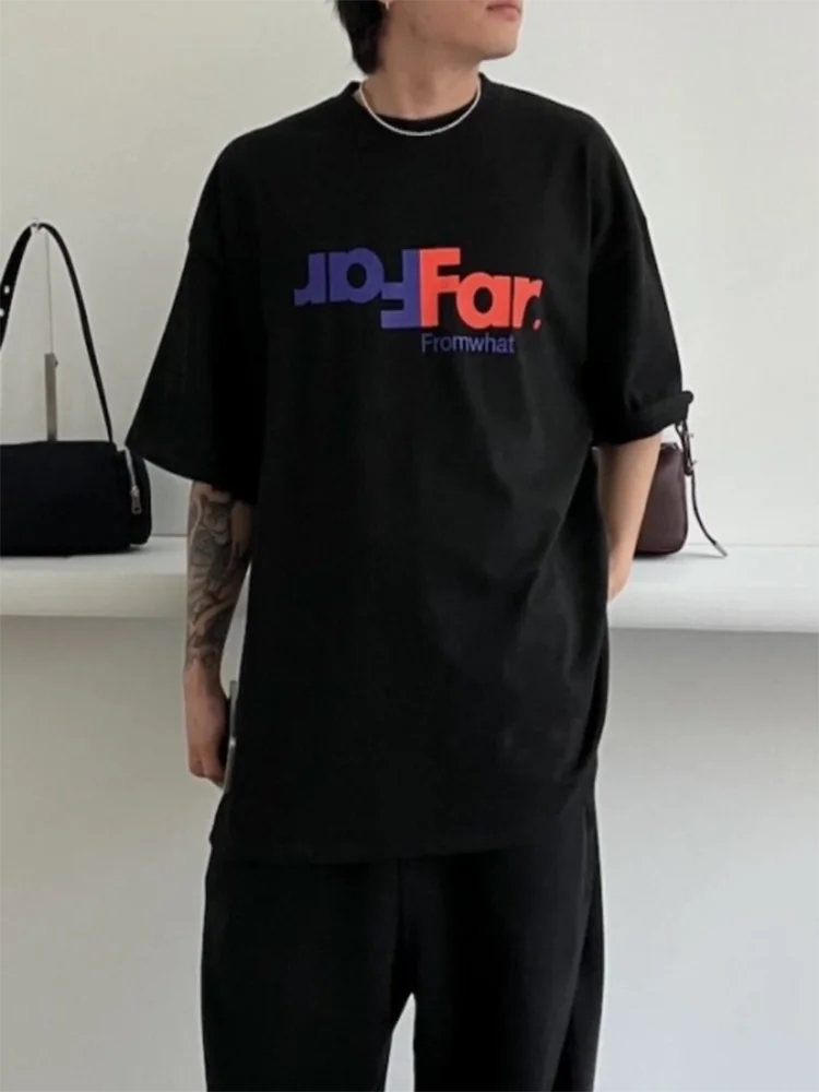 

Летний универсальный хлопковый топ свободного кроя с принтом-логотипом HA7MS Joke, впитывающий пот, для пар, в стиле Street Sle