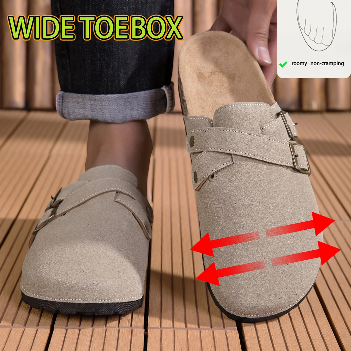 

2026 Summer New Couple Closed Toe Half Slippers Casual Outdoor Wear Wide Toe Box Wide Last Mule Slippers