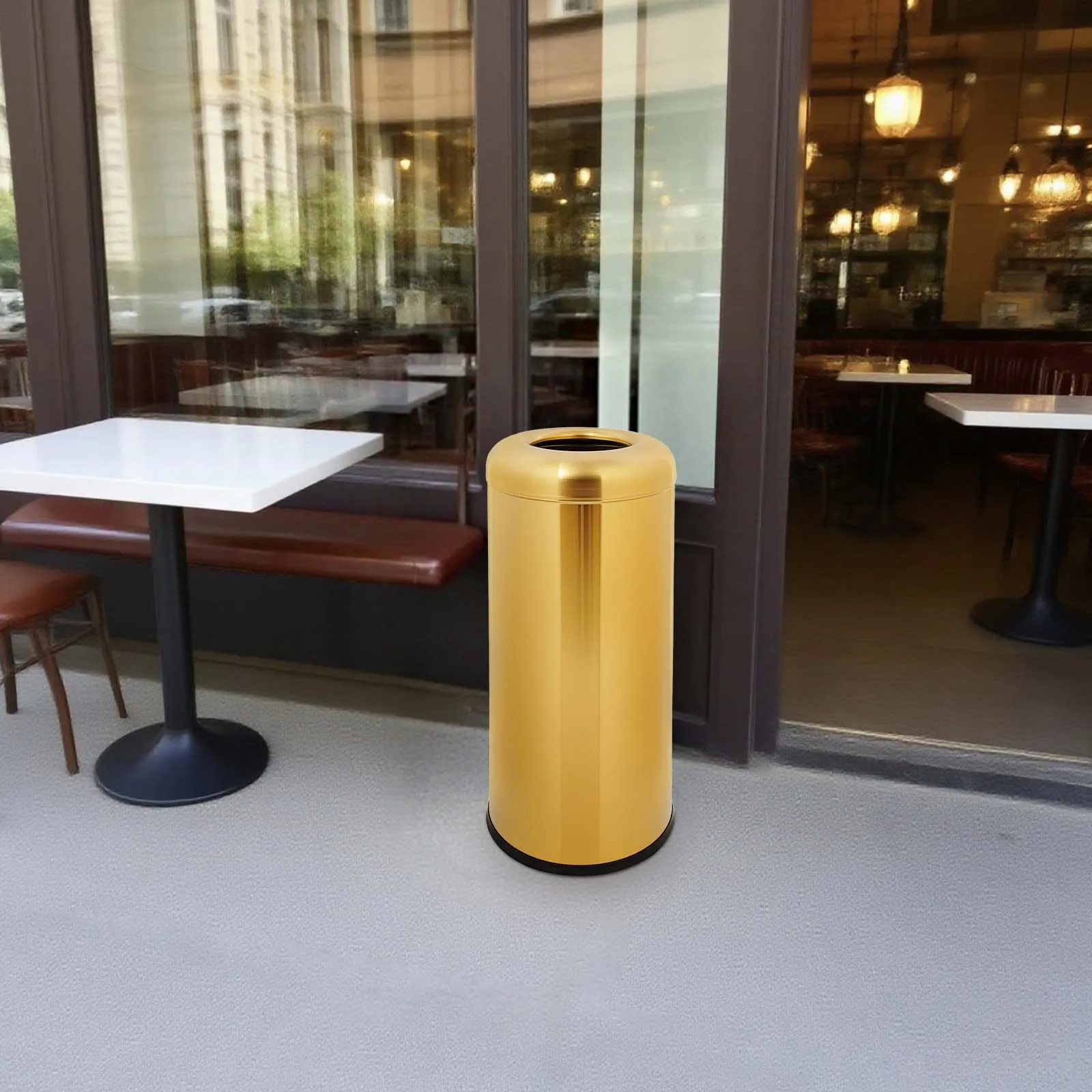 

Коммерческий мусорный бак 58,6 л, золотой цилиндрический мусорный бак для использования в помещении, контейнер для мусора из нержавеющей стали 201 с внутренним ведром