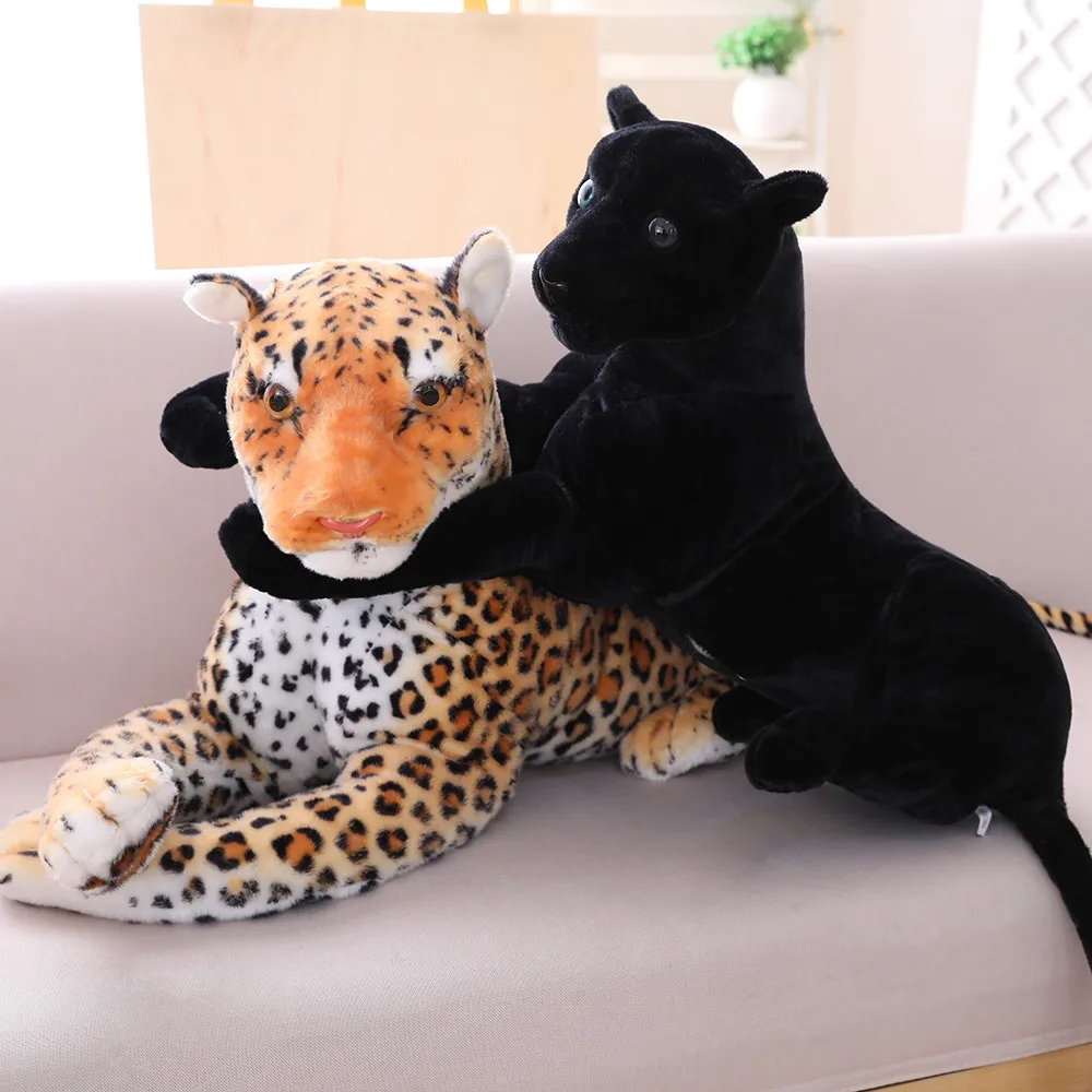 Giant Size Lifelike forest king Panthera simulation stuffed wild animal cheetah plush, black panther leopard soft toys