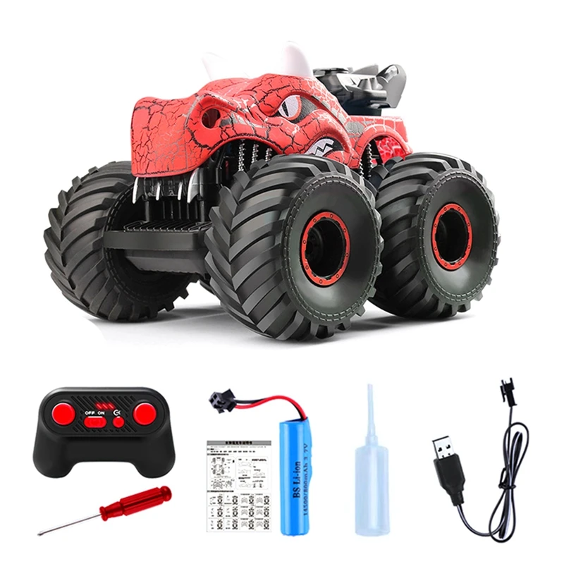 Afstandsbediening Dinosaurus Auto Speelgoed Rc Truck Speelgoed Voor Kid Jongens, 2.4Ghz Rc Truck Met Licht, Geluid, Terrein Oplaadbare Rc Auto