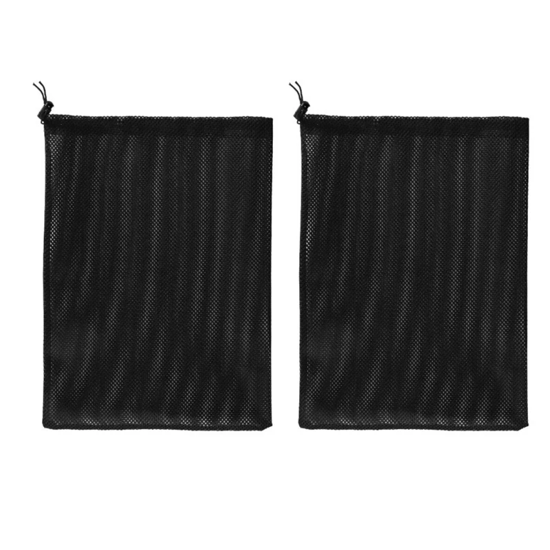 Pump Filter Net Bag Set of 2, 23.6 x 23.6 Inch Drawstring Pond Pump Cover for Yard Debris, Black Filter Bag for D2RD