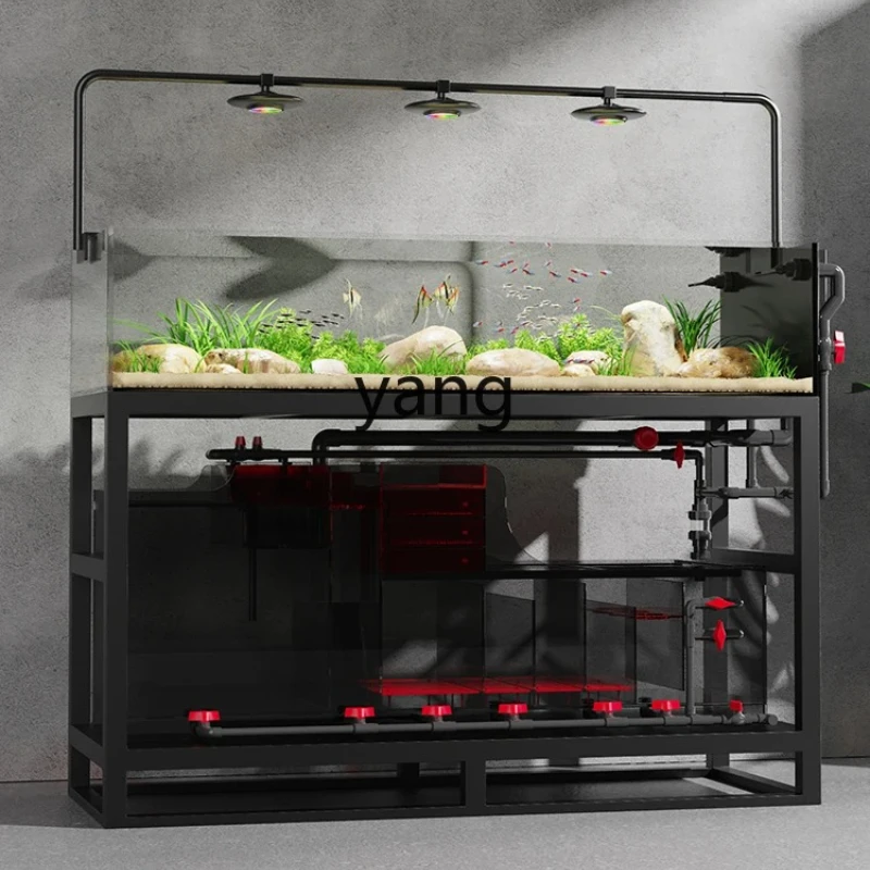 

Yjq Industrial Style Native Stream Tank Bottom Filter Fish Tank Full Set Landscape Water Plants Super White Aquarium