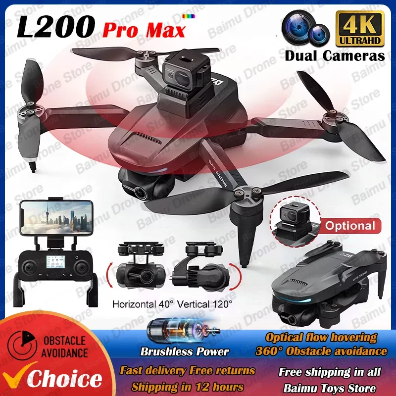 L200 PRO MAX Drone GPS Brushless Motor 4K HD Profesional FPV Quadcopter 2-Axis Gimbal 360ยฐ Obstacle Avoidance RC Drone L200 PRO