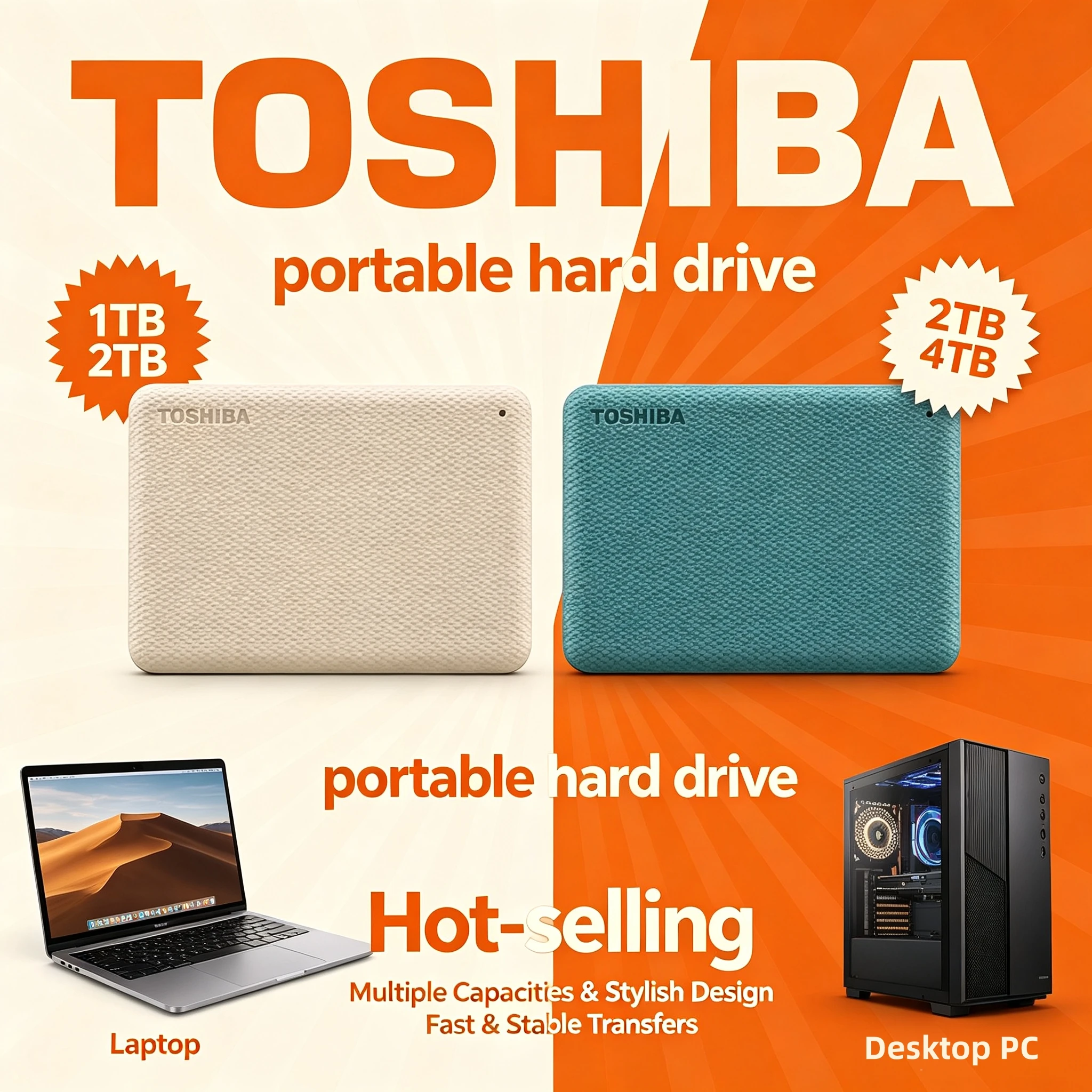 NEW 4TB 2TB 1TB Toshiba Canvio V10 USB 30 25 Inch Portable External HDD Hard Drive for Computer Laptop Storage Max Use System