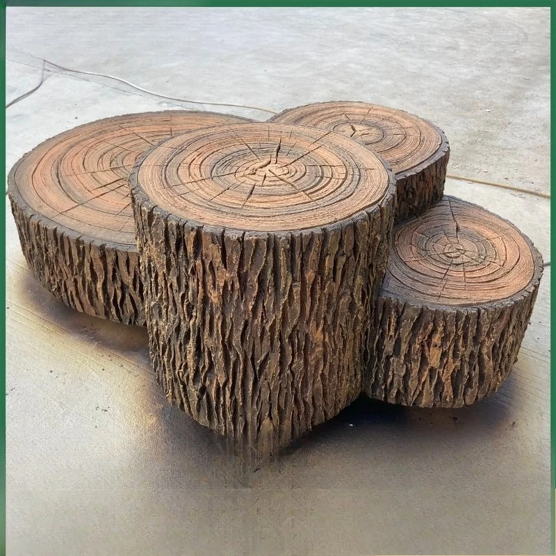 Cement imitation wood grain stumps, imitation wood fence garden, real wood stumps