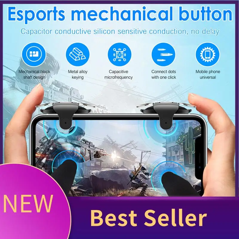 وحدة تحكم ألعاب بمقبض HFES، مجموعات أصابع ألعاب المفاتيح المادية لعصا التحكم PUBG المعدنية للعبة الهاتف المحمول