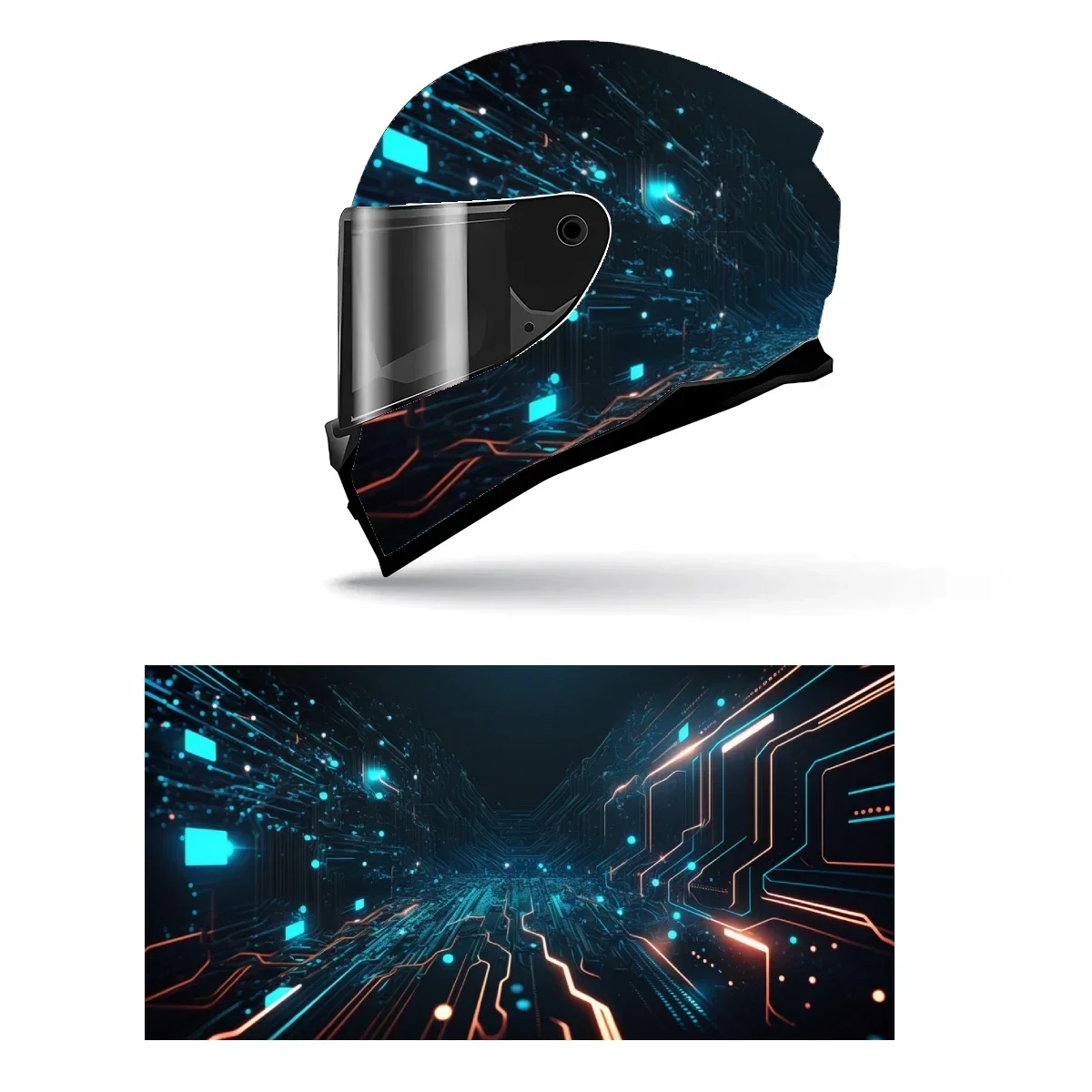 

Abstract Digital Cyberspace Full Helmet Wrap Sticker Motorcycle Helmet Racing Graphic Decal Vinyl Wrap Helmet Decorative Sticker