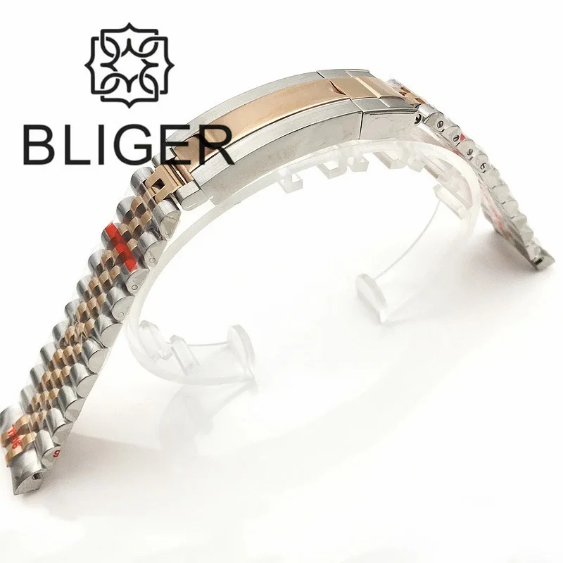 BLIGER 20mm Watch Band Two Tone Rose Gold Silver Gold Jubilee Bracelet Suitable For 40mm-41mm Men's Mechanical Watch Case