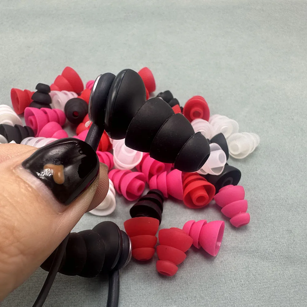 سماعات أذن سيليكون ثلاثية الطبقات ، 30 قطعة/15 زوجًا ، سماعات أذن ، بالجملة