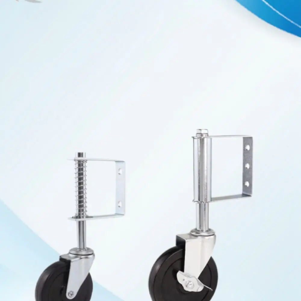 Spring Loaded Gate Caster 4 Inch 5 Inch Rubber Wheel Adjustable Shock Absorbing With Side Brake For Shibo Hardware