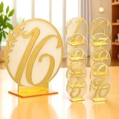 

20Pcs Wedding Table Numbers Acrylic Number Signs Smooth Surface for Banquets Reception Rooms Parties Table Number Cards