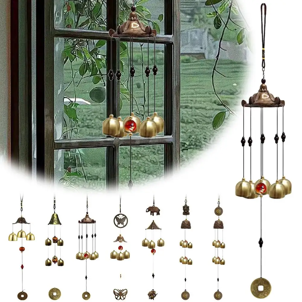 

Retro Wind Chimes Retro Wind Bell Hanging Pendent Window Lucky Bell Ornaments Pendants Bell Door Decorative V0w4