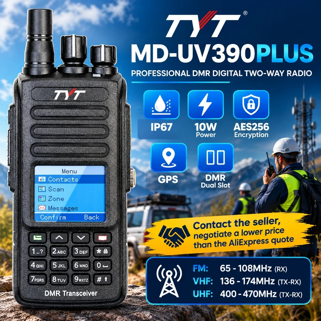 10W Dmr Walkie Talkie Long Range Vhf Uhf Digital Analog Radio Wireless Set Gps/Aprs Aes256 Encryption Ip67 Outdoor Communication