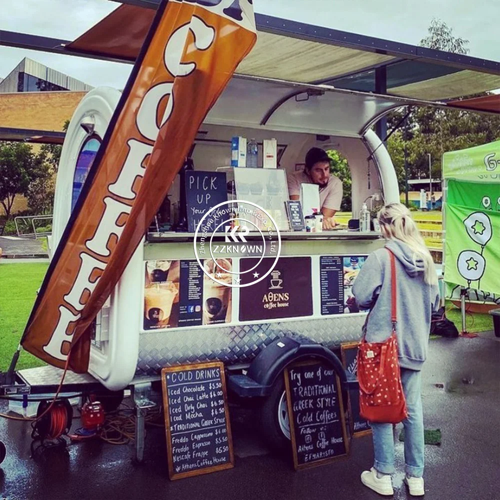 Przyczepa cateringowa Koncesja ze stali nierdzewnej Ciężarówka z jedzeniem Uliczna przekąska Wózek na pizzę Mobilna kuchnia Ulica Fast Food Przyczepa Kiosk