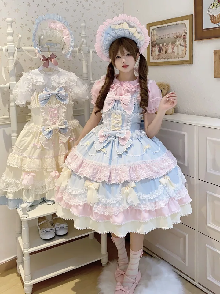 Sweet Cute Candy-colored Mint Chocolate Lolita Kawaii Cake Dress