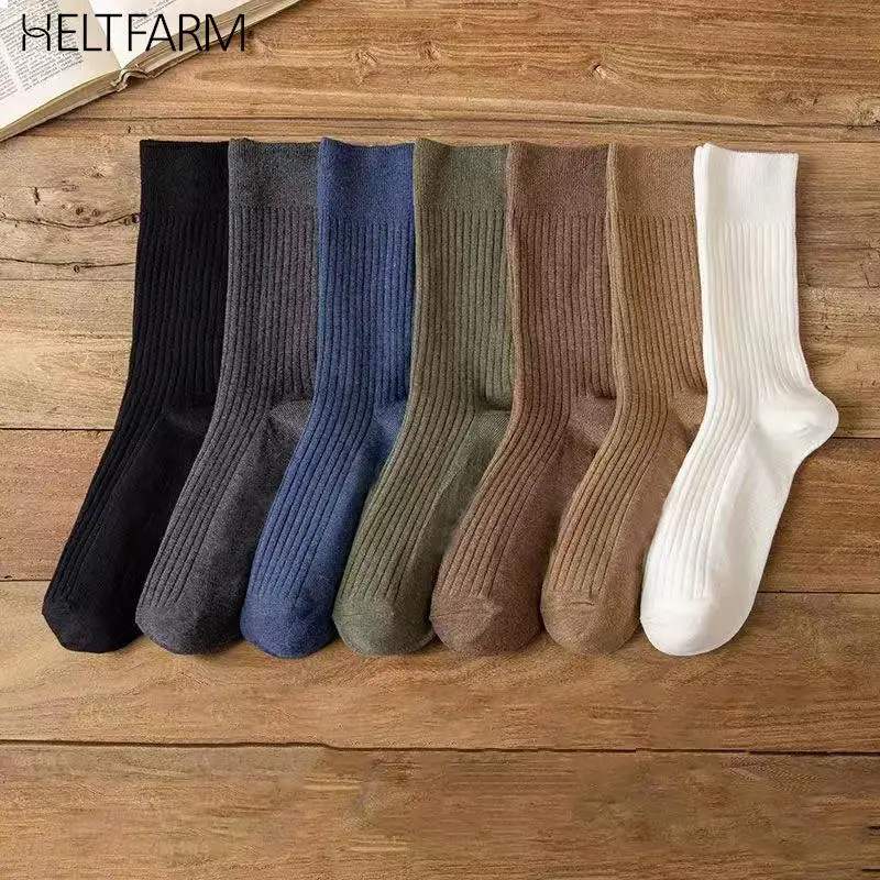 

Simple Cotton Ribbed Socks Solid Color Casual Dress Socks For Men Women Harajuku Streetwear Slouch Socks