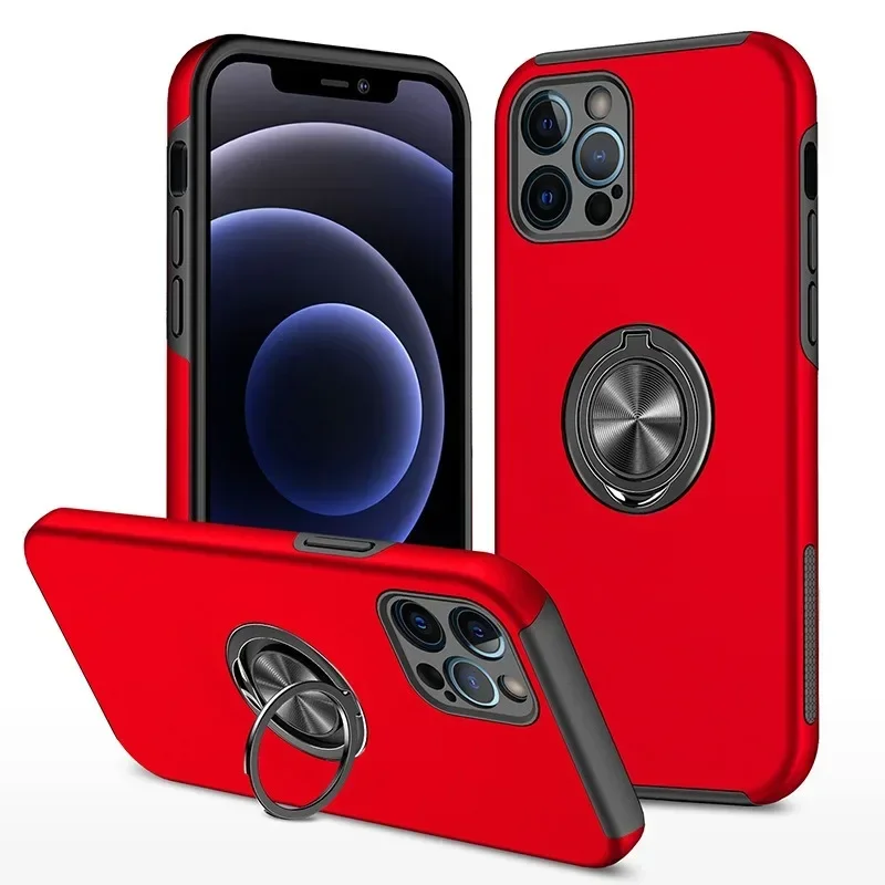 Magnetischer Ringhalter Handyhülle für iPhone X XS XR 11 12 13 14 15 16e 16 17 18 Pro Max Plus Mini Hartschalen-Schutzhülle