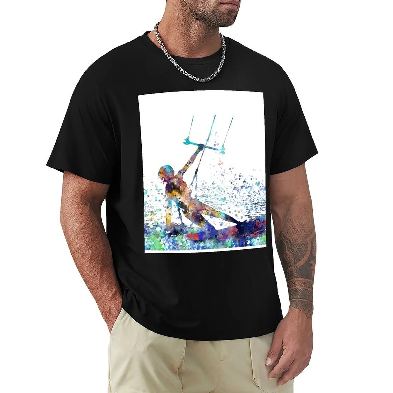 

Kitesurfing, watercolor kiteboarding, kiteboarding T-Shirt Lightweight Hiking T-Shirt