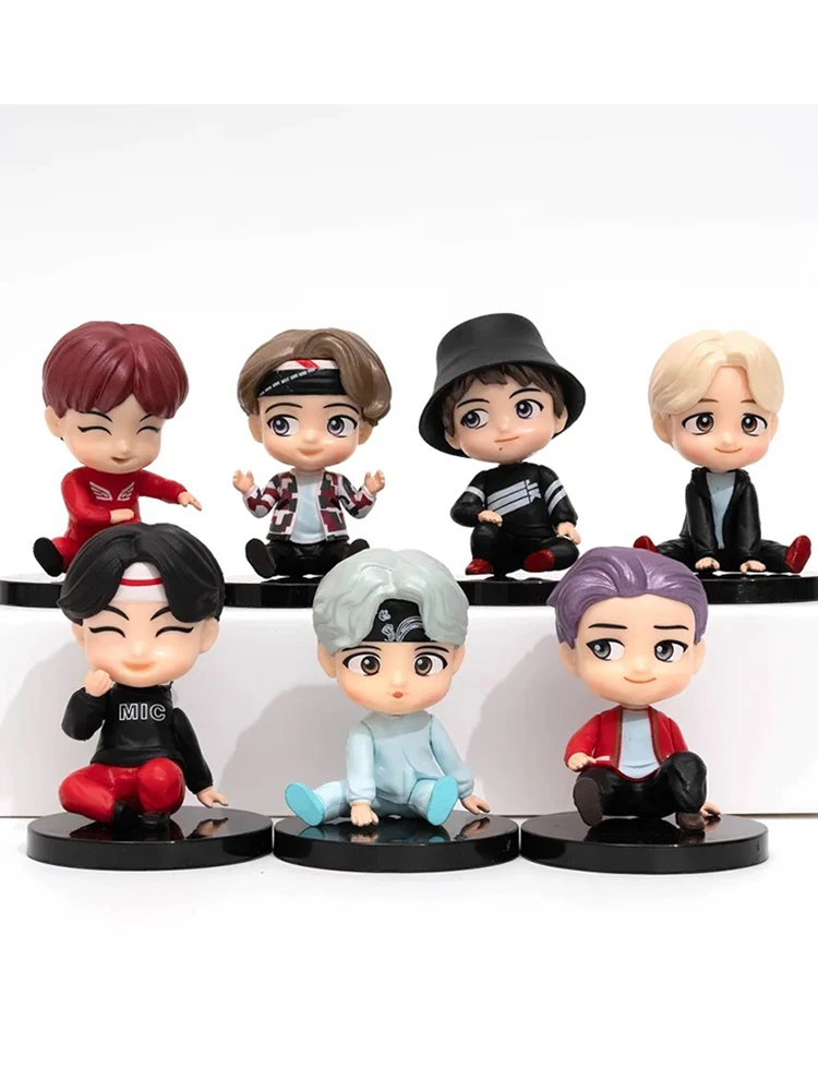 7 teile/satz Bangtan Boys Gruppen Rm Jin Suga Jhope Jimin V Jungkook Puppe Modell Spielzeug Action Figure Star Idol Nette Armee geschenk Für Kinder