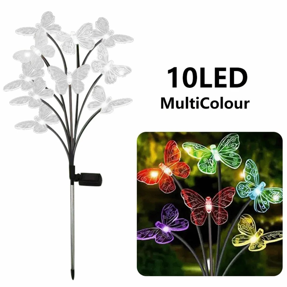 

Waterproof Solar Butterfly Lights Outdoor Multi-Color Changing 6/8/10 Heads Solar LED Lights Energy Saving