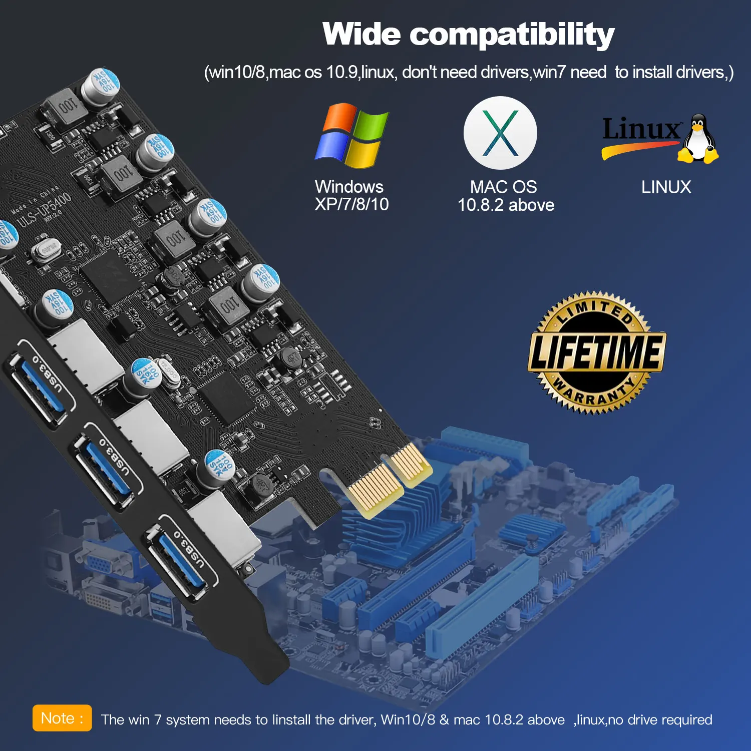 5Gbps USB 3.2 Gen1 USBC PCIE Card Hub USB 3.0 PCI Express Board PCI-E USB3.0 Adapter Multiplier USB3 3.1 Controller Add on Card