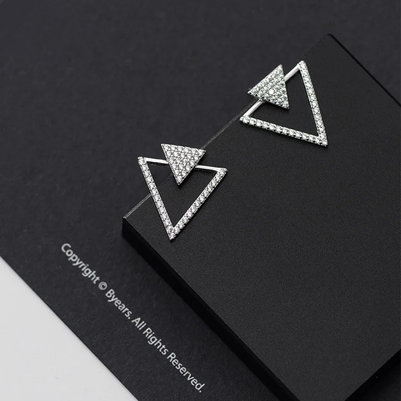 

Buyee 925 Sterling Silver Female Stud Earring White Zircon Big Triangle Earring for Women Fashion Sweet Fine Jewelry Earring
