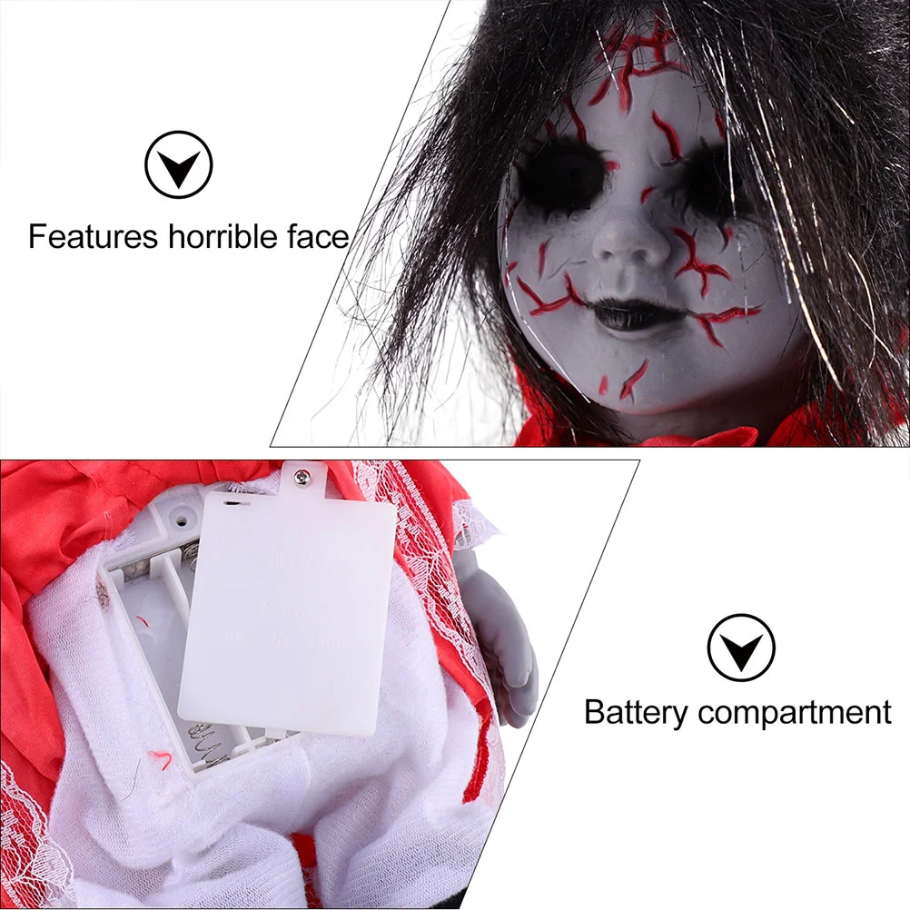 2 Pcs Halloween Voice-activated Induction Luminous Walking Decor Toy Creepy Dolls for Plastic Plush Bar Adornments