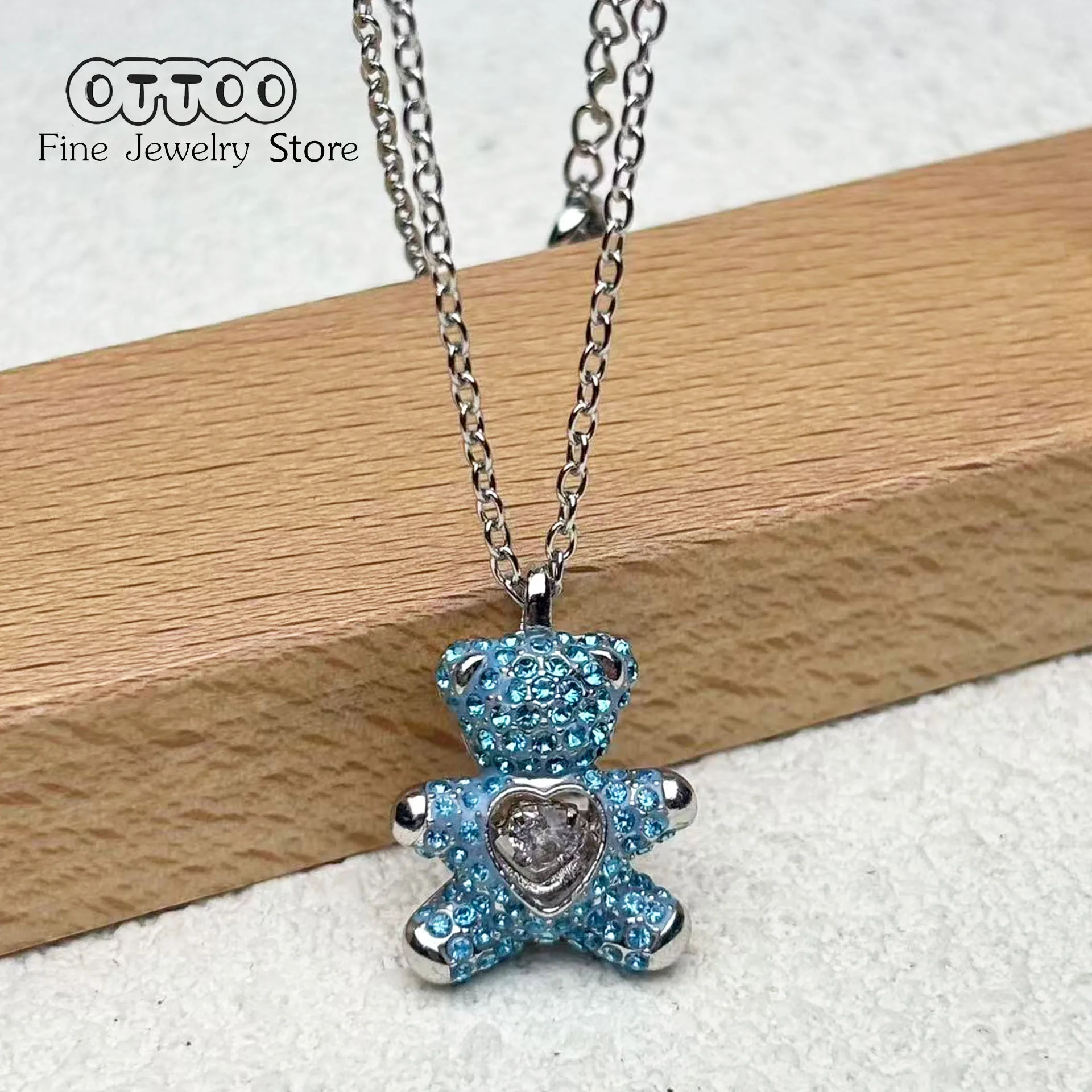 Original 2026 Trendy Fine Jewelry Set for Women Charms Blue Jumping Crystal Little Bear Party Accessories Romantic Gifts view 2
