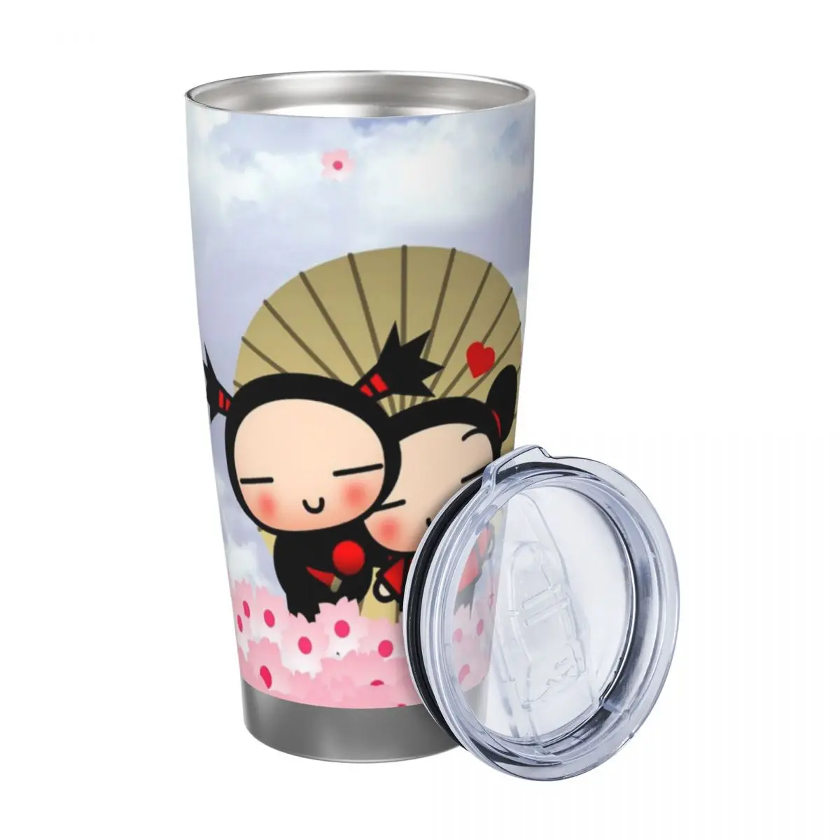 Cute Cartoon Pucca 20oz Stainless Steel Insulated Thermal Coffee Car Cup Cold Hot Mugs Vacuum Flask