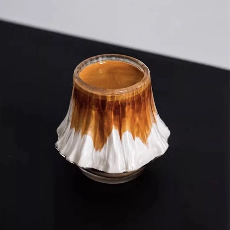New Creative Design Minimalist Glass Flame Volcano Cups Dirty American Dirty Coffee Cups Japanese Mount Fuji Glass Whiskey Cups