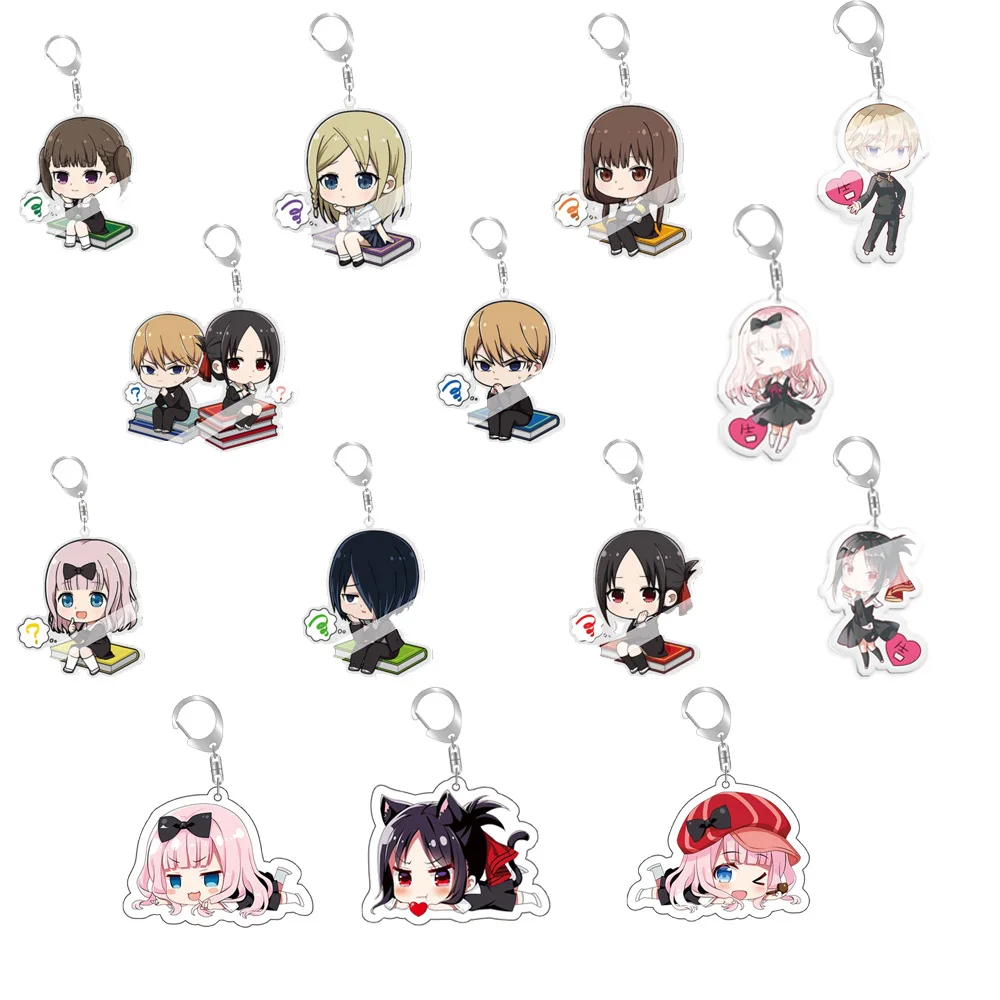 20pcs Anime Kaguya-sama: Love Is War Keychain Fujiwara Chika Shinomiya Kaguya Double Sided Acrylic Charm Key Chain Cute Jewelry