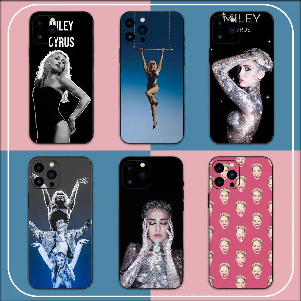 Singer M-Miley C-Cyrus Phone Case For iPhone 15 14 13 12 11 Pro Max mini XS XR X 8 Plus SE Black Cover