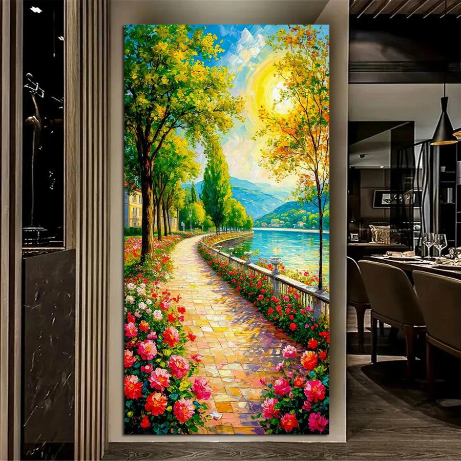 

Riverside Scenery Large Size Picture Diy Diamond Painting New Collection Abstract Landscapes Full Drill Mosaic Embroidery Kits