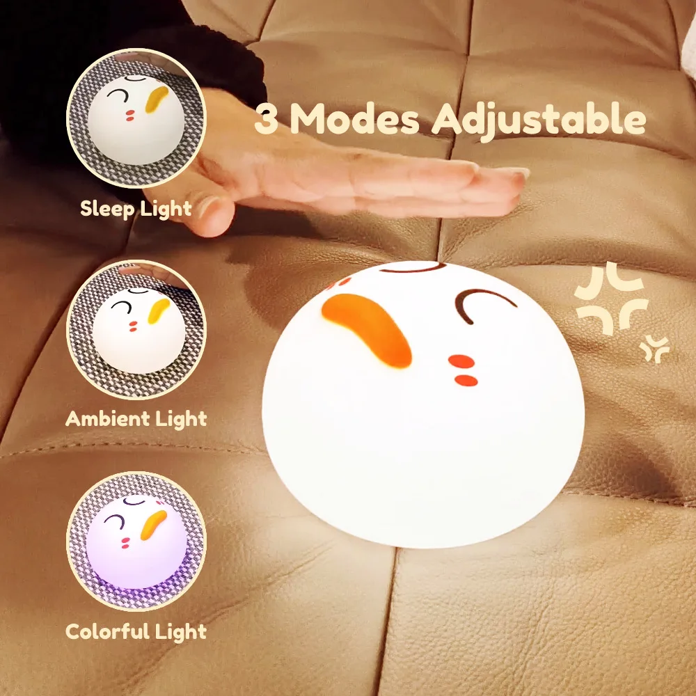 USB ricaricabile luce notturna anatra silicone cartone animato clap sensore tattile lampada da notte per dormire per la decorazione della camera da letto regali per bambini