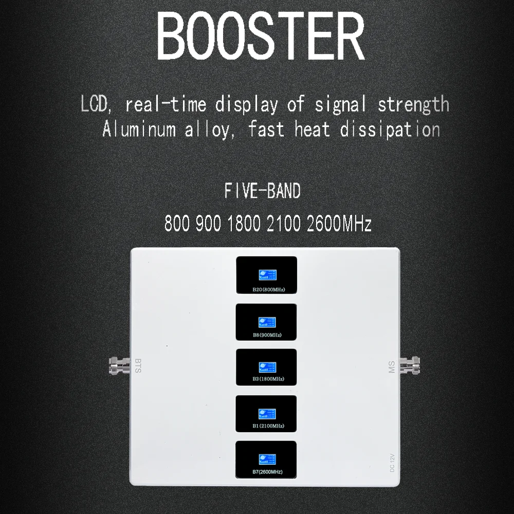 2G 3G 4G Booster Five Band B20 800 900 1800 2100 2600mhz ripetitore di rete Mobile/ripetitore di segnale del telefono cellulare/amplificatore di