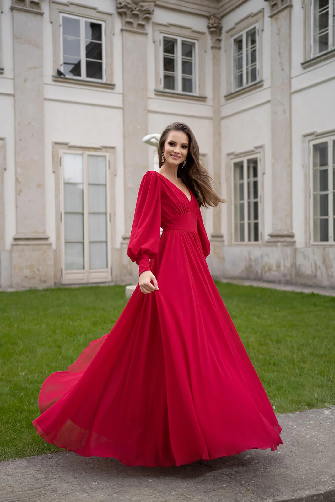 Vestidos de Fiesta largos de gasa Para mujer, Vestidos formales de línea a Para ocasiones, cuello en V, Vestidos Para Eventos Especiales