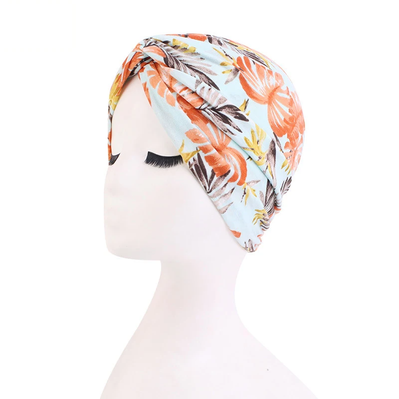 New Women Printed Twist Knot Turban Indian Muslim Headwraps Chemo Cap Hijab Beanie Bonnet Head Wrap Bandanas Hair Loss Headscarf