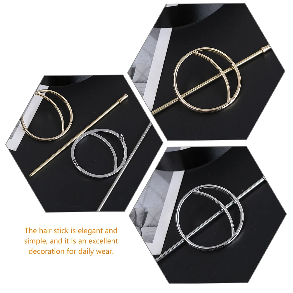 

2pcs Alloy Hairpin Hollow Women Sticks Simple Bun Girls Elegant Hair Stick Pins for Buns Metal Hair Accessories