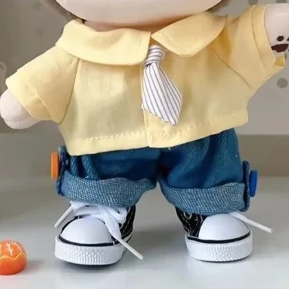 Ropa para muñecas, ropa Original para muñecas de algodón de 20cm, bonita figura de peluche, camisa, corbata, conjunto de pantalones vaqueros